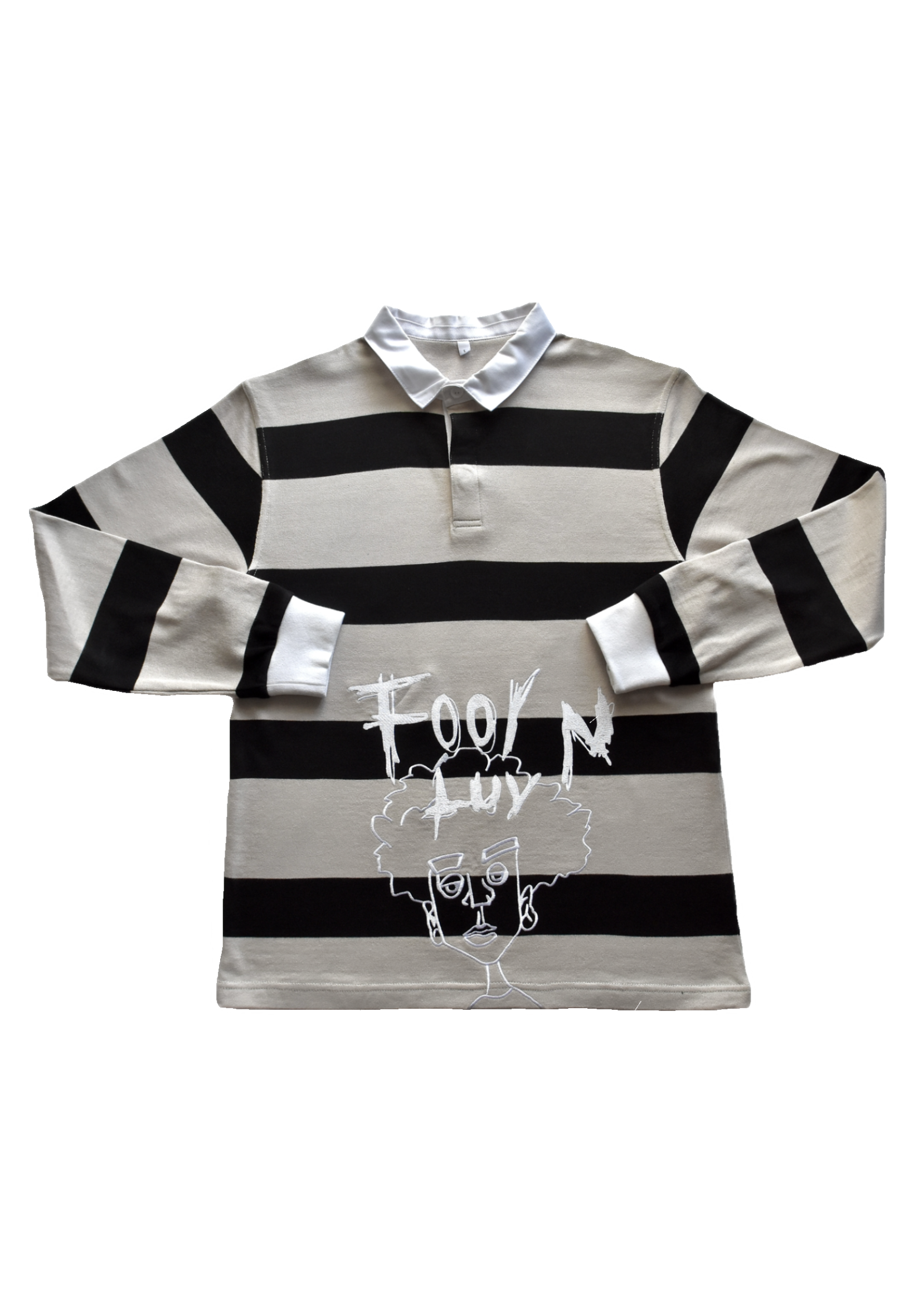 FOLNUA ♥ Stripe Rugby T-shirt /追跡付 Grey & Black Fool N Luv Rugby Polo